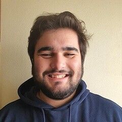 Man with brown hair and beard smiling at camera