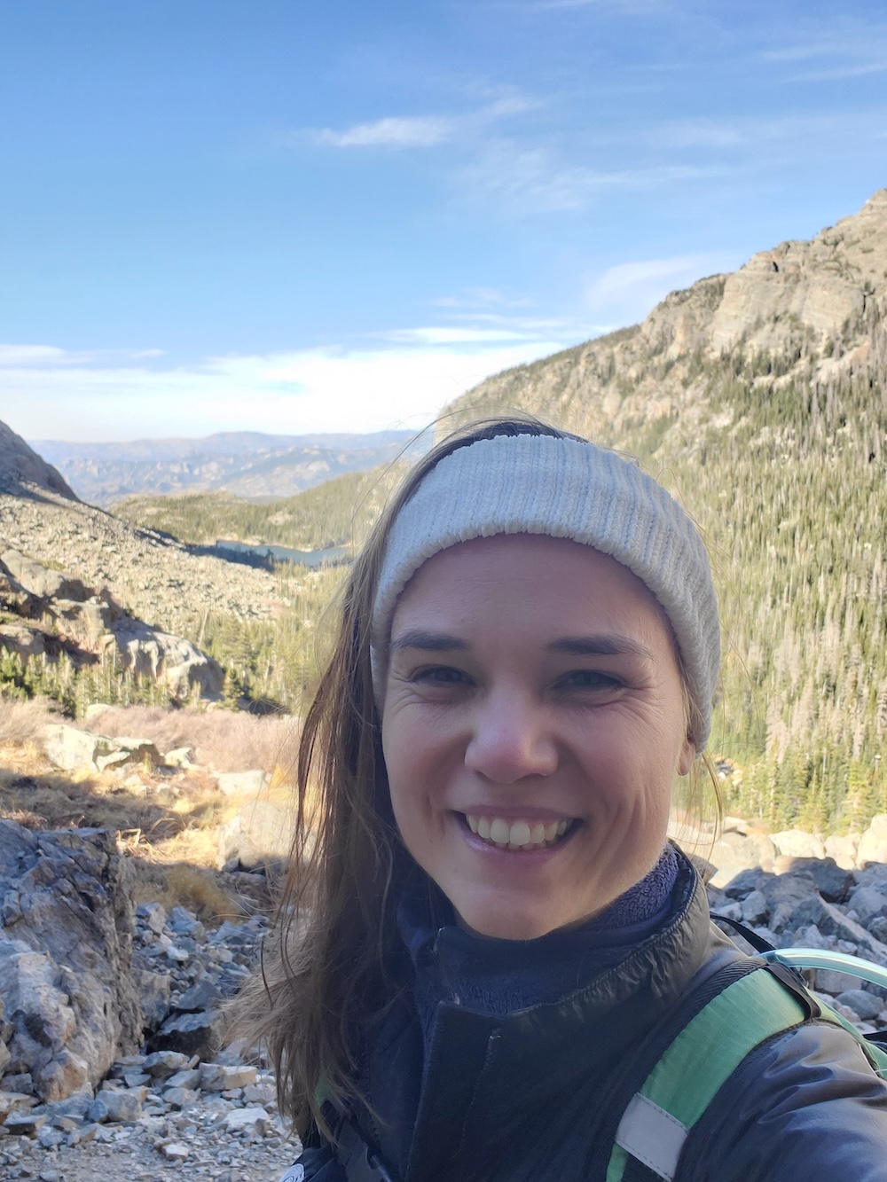 Enjoying a mountain hike in the Rocky Mountains.