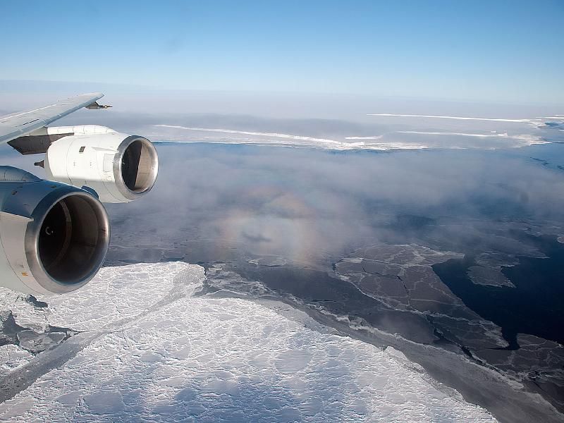 Photo of ice out of aircraft window