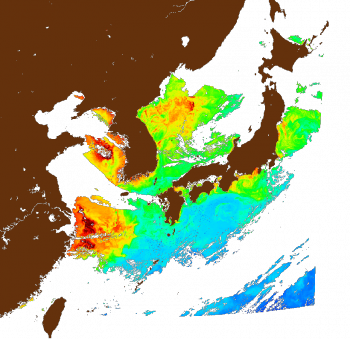 Chlorophyll-a image of the region covered by GOCI 